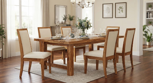 6-Seater Solid Wood Dining Set solid wood furniture Lucknow Indira Nagar